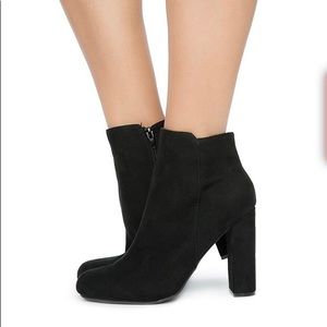 Bamboo Faux Suede Heeled Ankle Booties